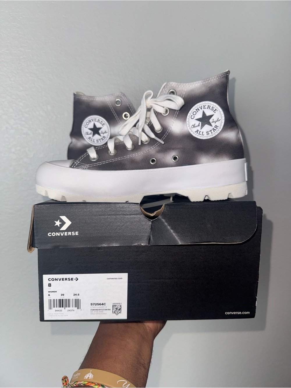Converse Kids High Top Sneakers in Gray and White
